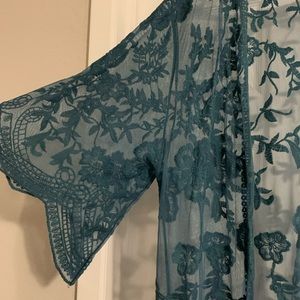 Blue cardigan duster